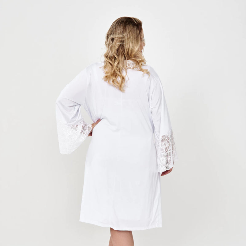 Kit Plus Size Camisola Amamentação Gestação e Robe luxo Renda