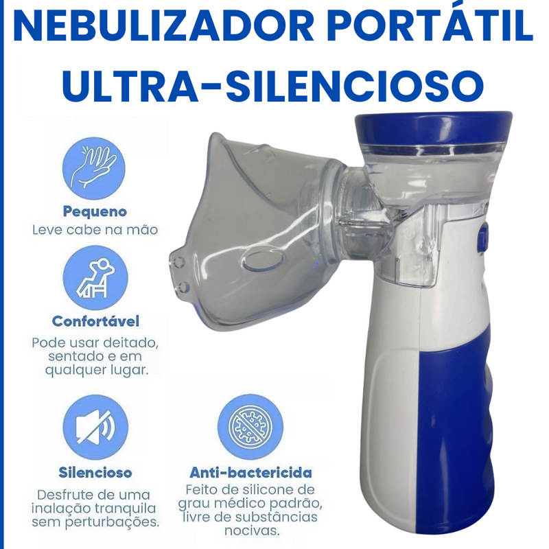 NEBULIZADOR PORTÁTIL COM 2 MÁSCARAS E 1 BICO - PARA TODAS AS IDADES