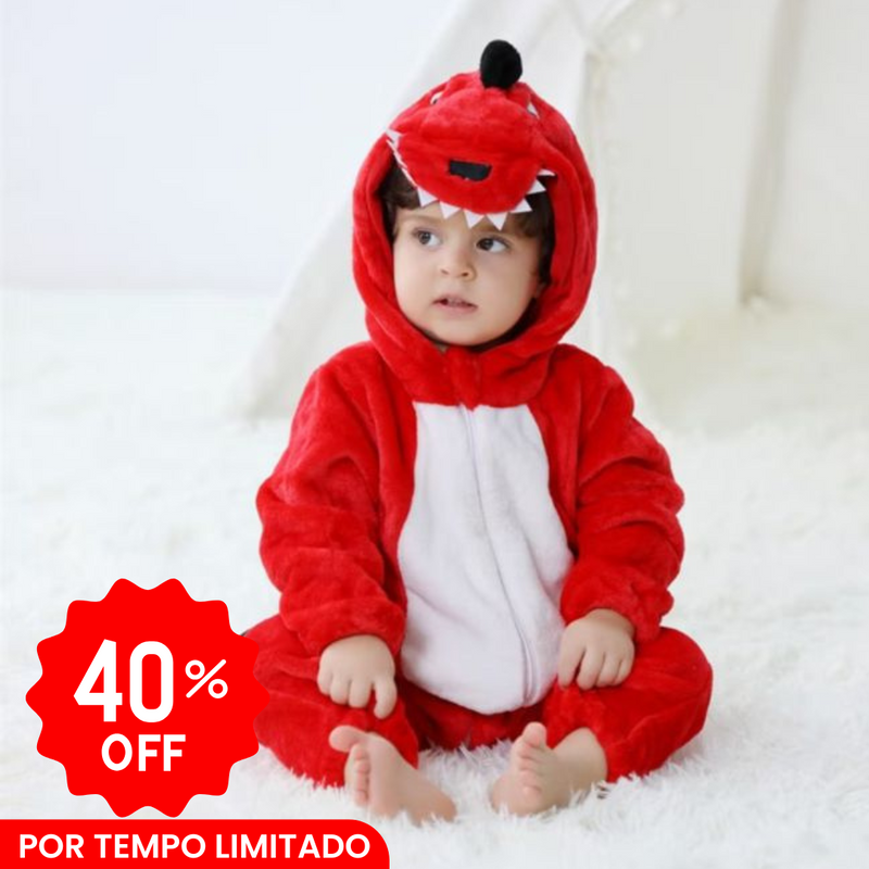 PIJAMA DINOSSAURO VERMELHO - 40% OFF POR TEMPO LIMITADO / FRETE GRÁTIS PARA TODO O BRASIL